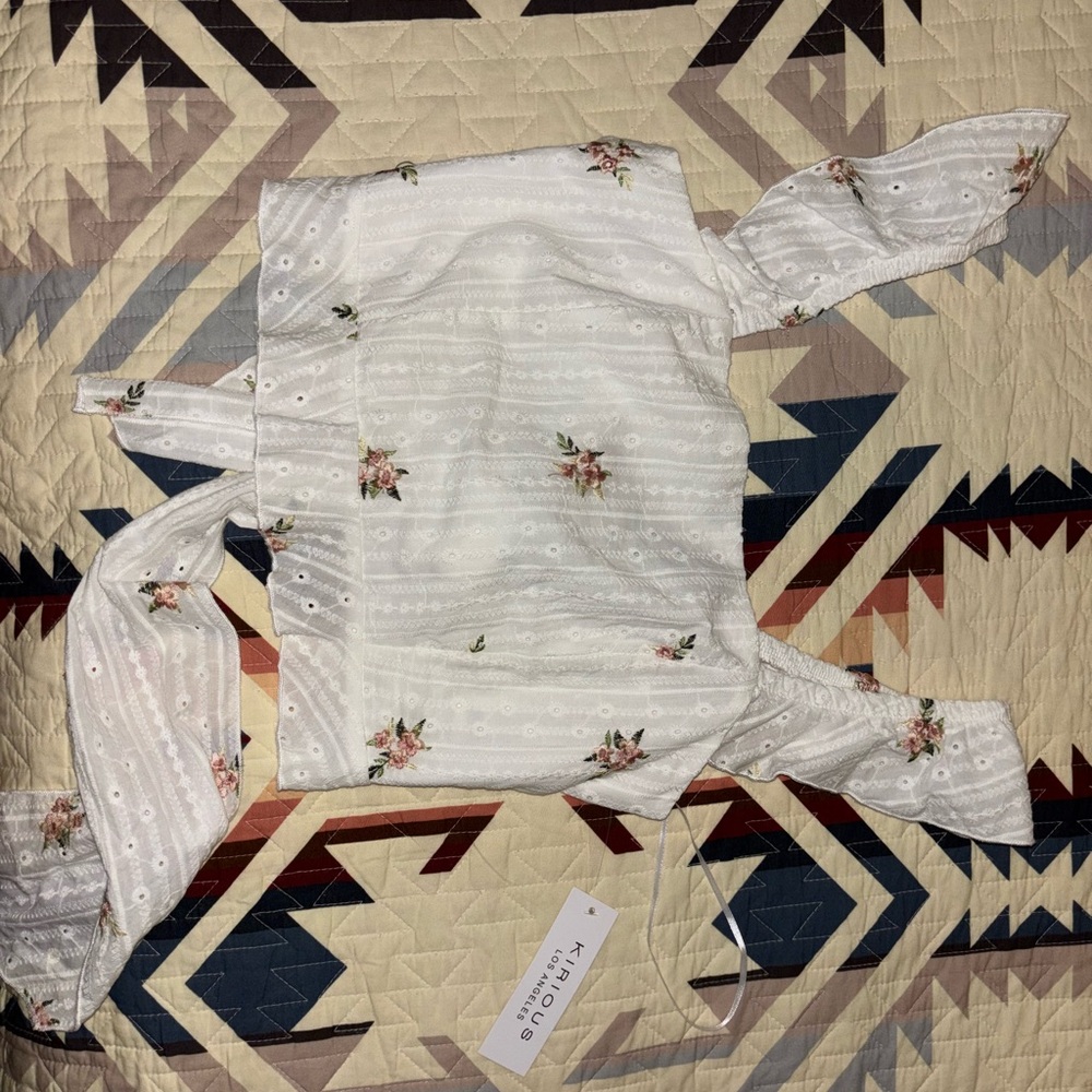 Floral White Off-Shoulder Top